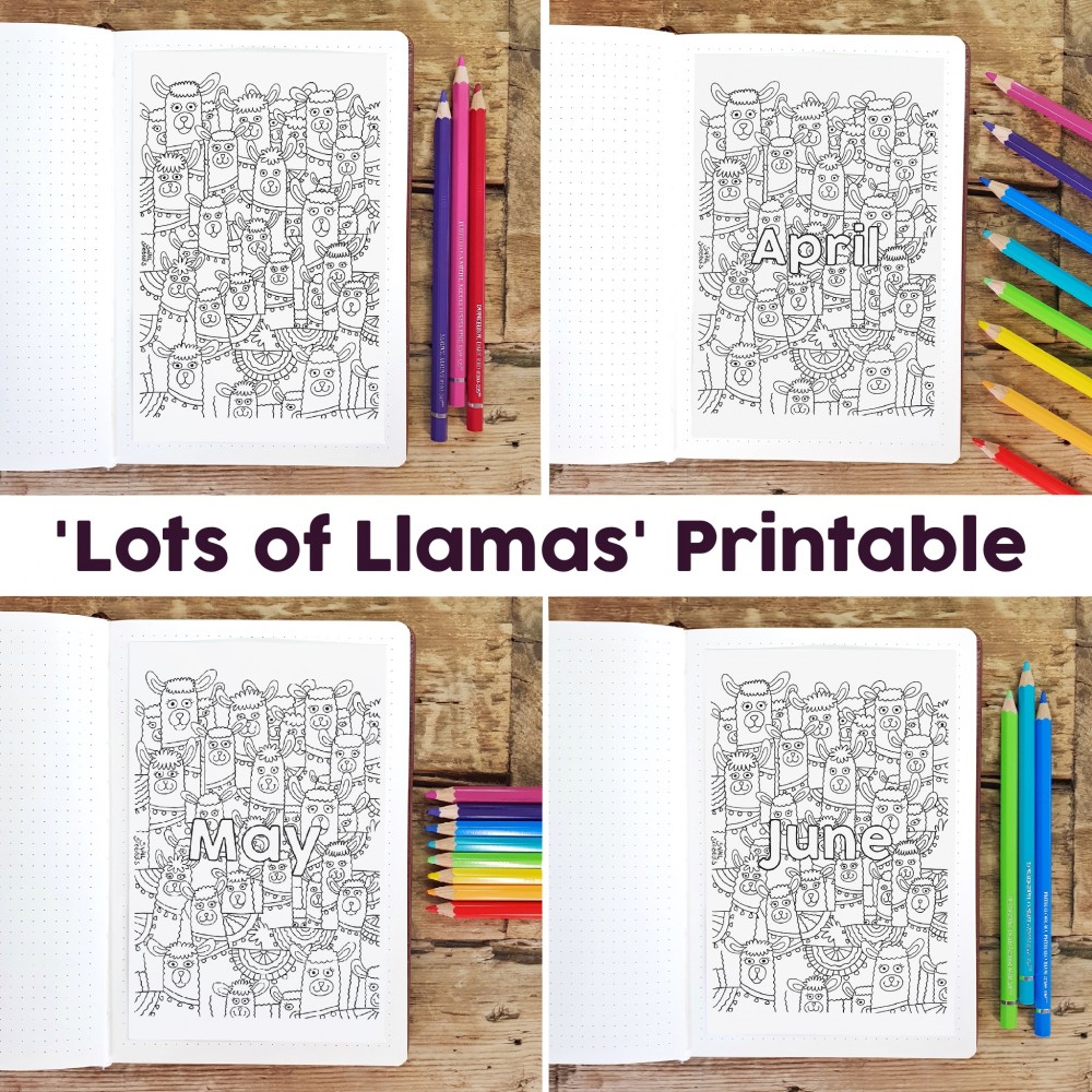 Llamas Printable Colouring Page