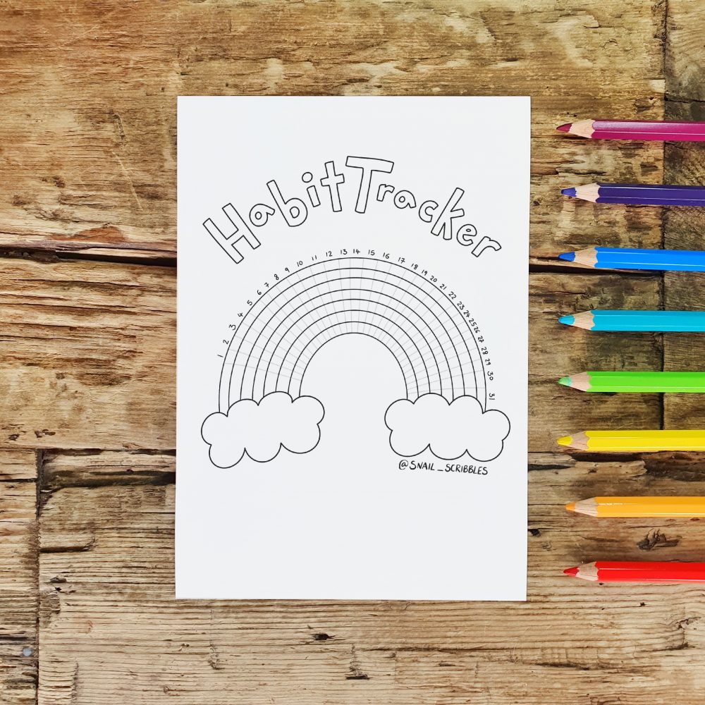 Rainbow Habit Tracker Printable Colouring Page