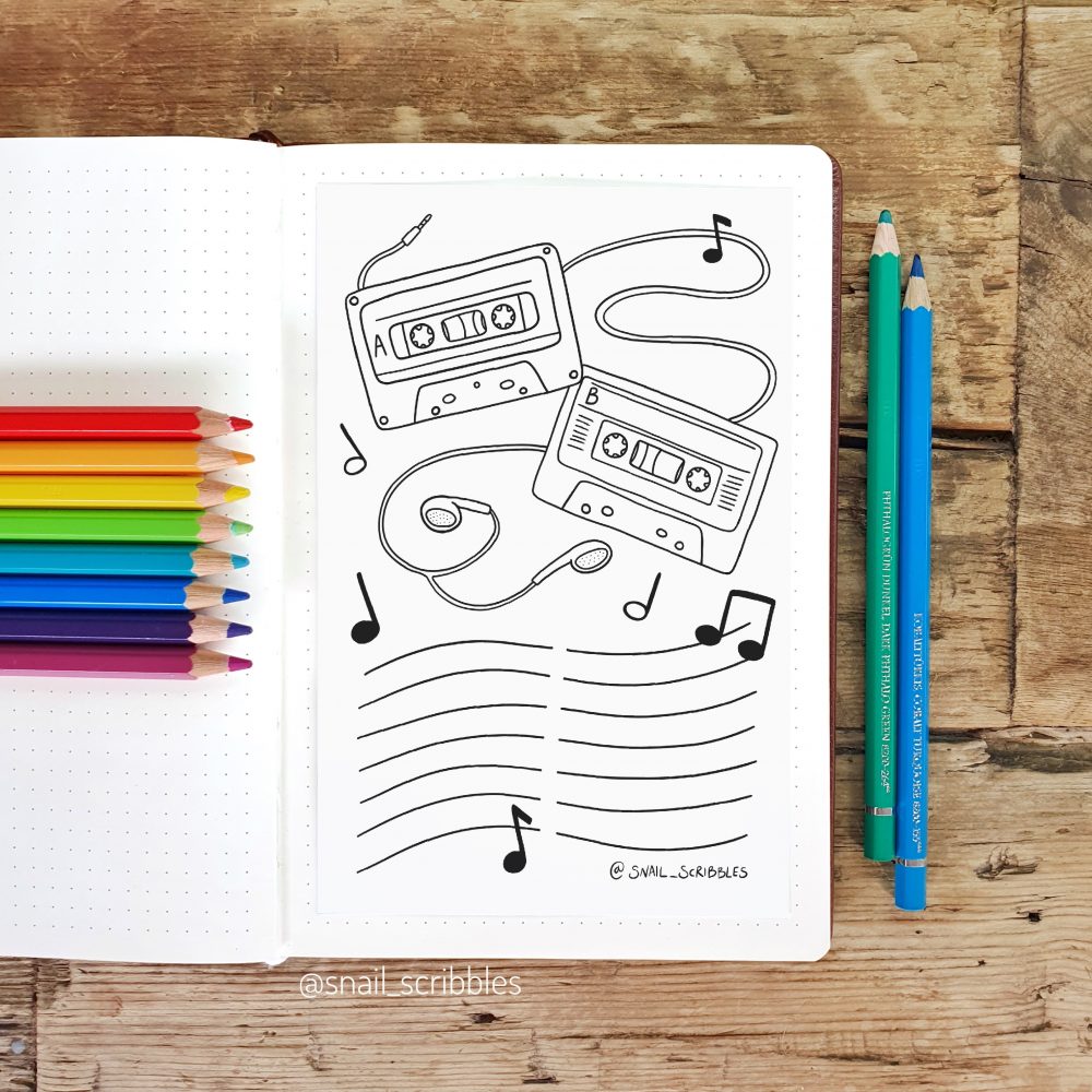 Playlist Printable Colouring Page