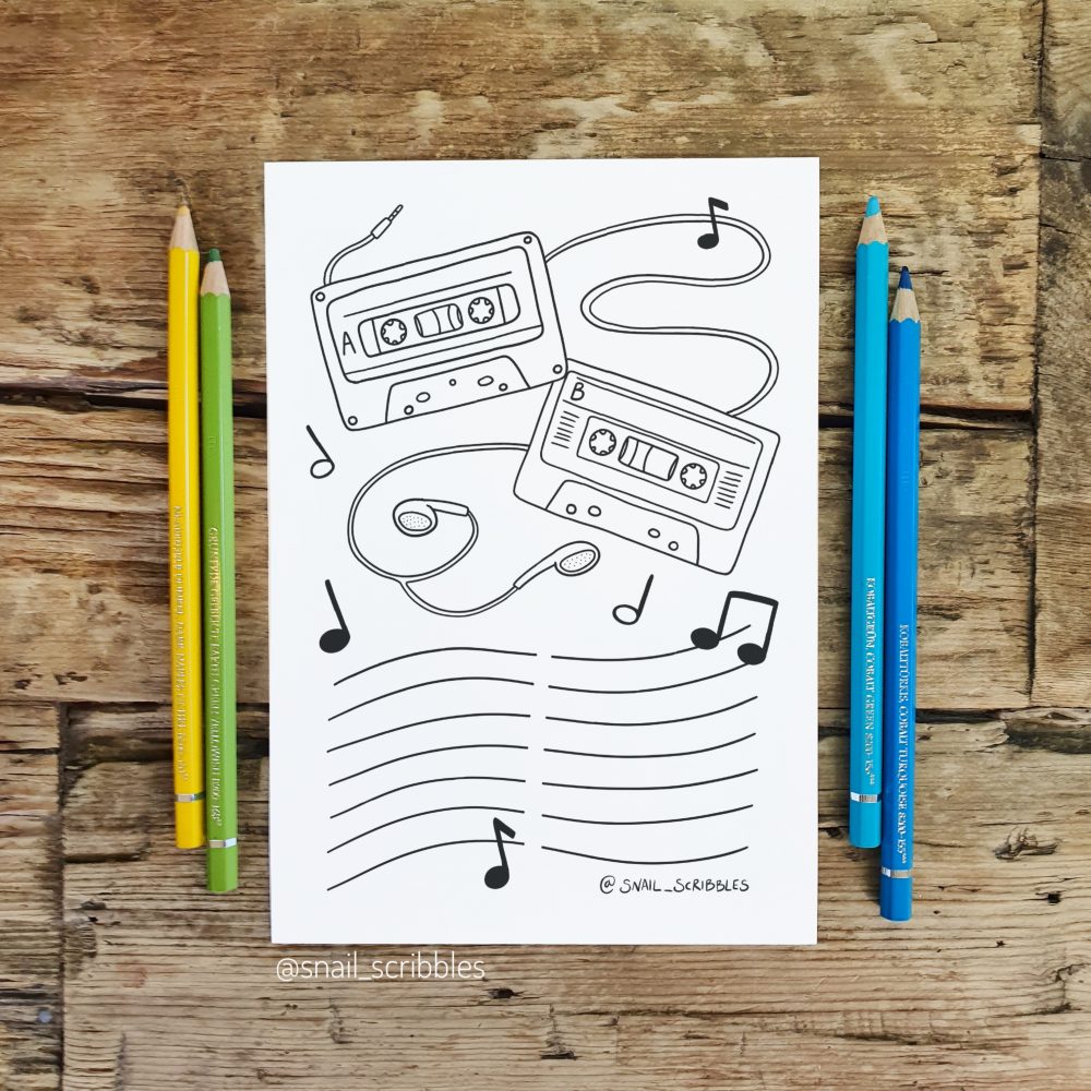 Playlist Printable Colouring Page 2