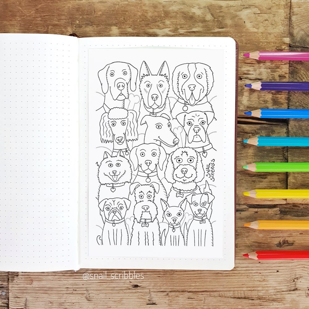 Dotty Dogs Printable Colouring Page