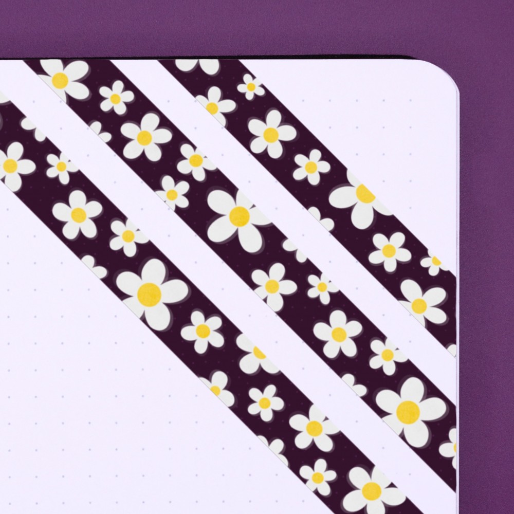 Daisies Purple Washi Tape - White