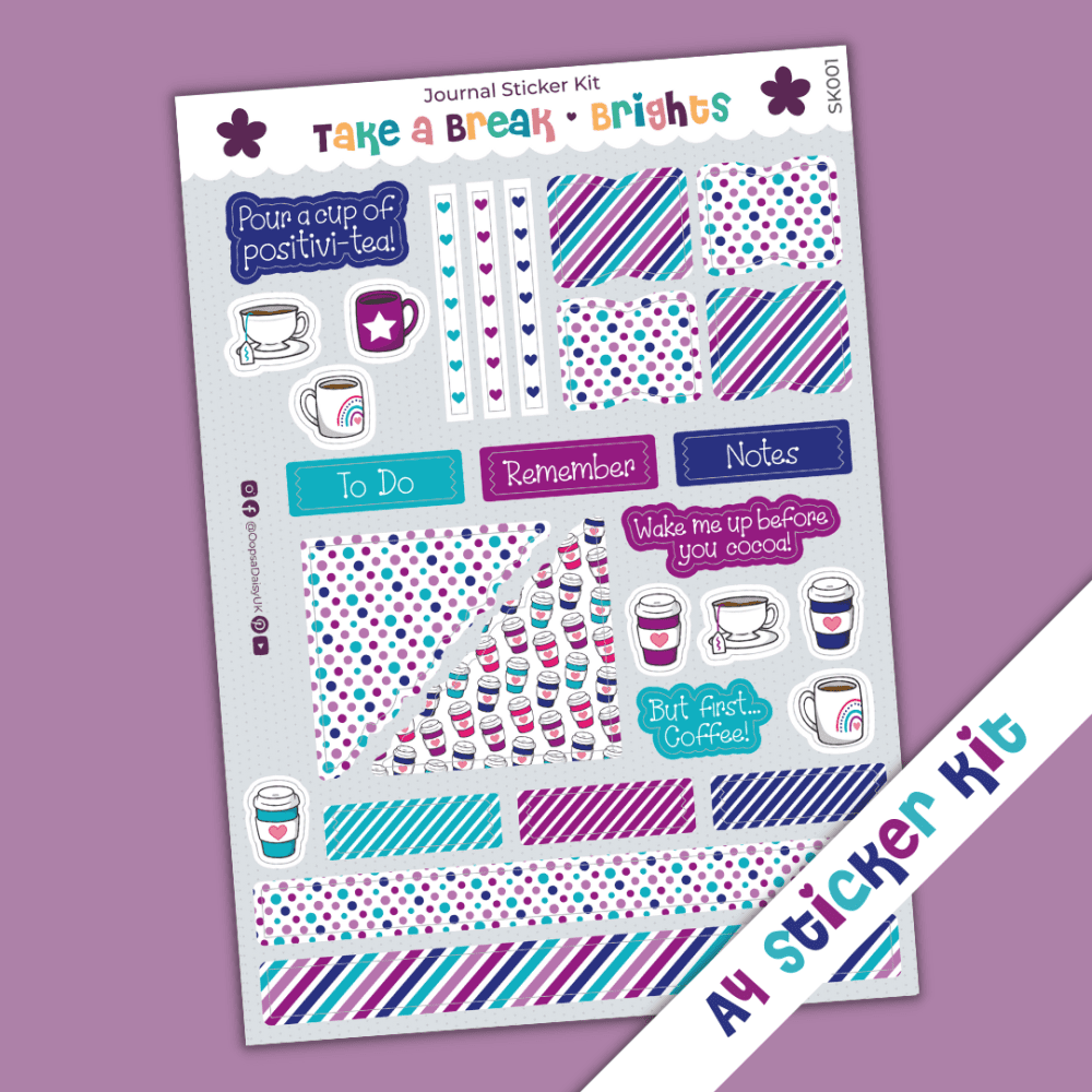 Take a Break (Brights) - A4 Journal Sticker Kit