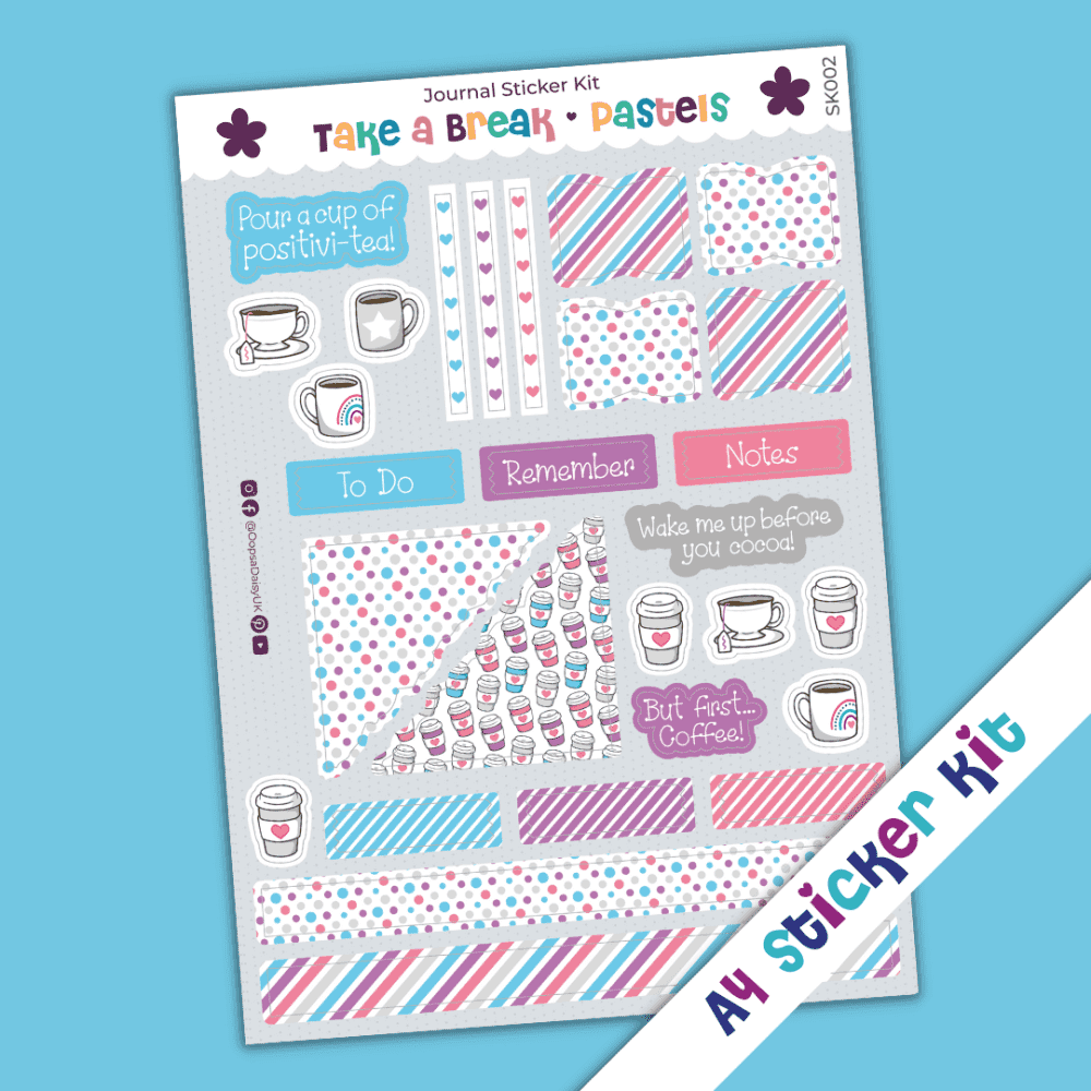 Take a Break (Pastels) - A4 Journal Sticker Kit