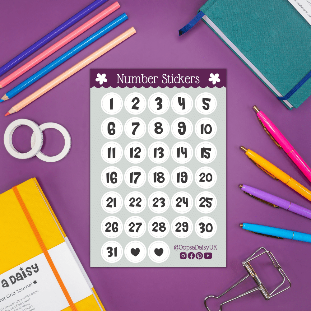 XX Funky Numbers - A5 Sticker Sheet