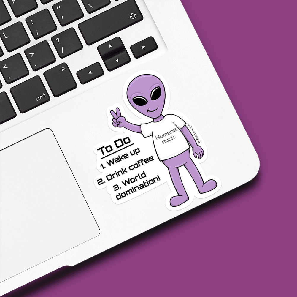 Alien To Do List Vinyl Sticker