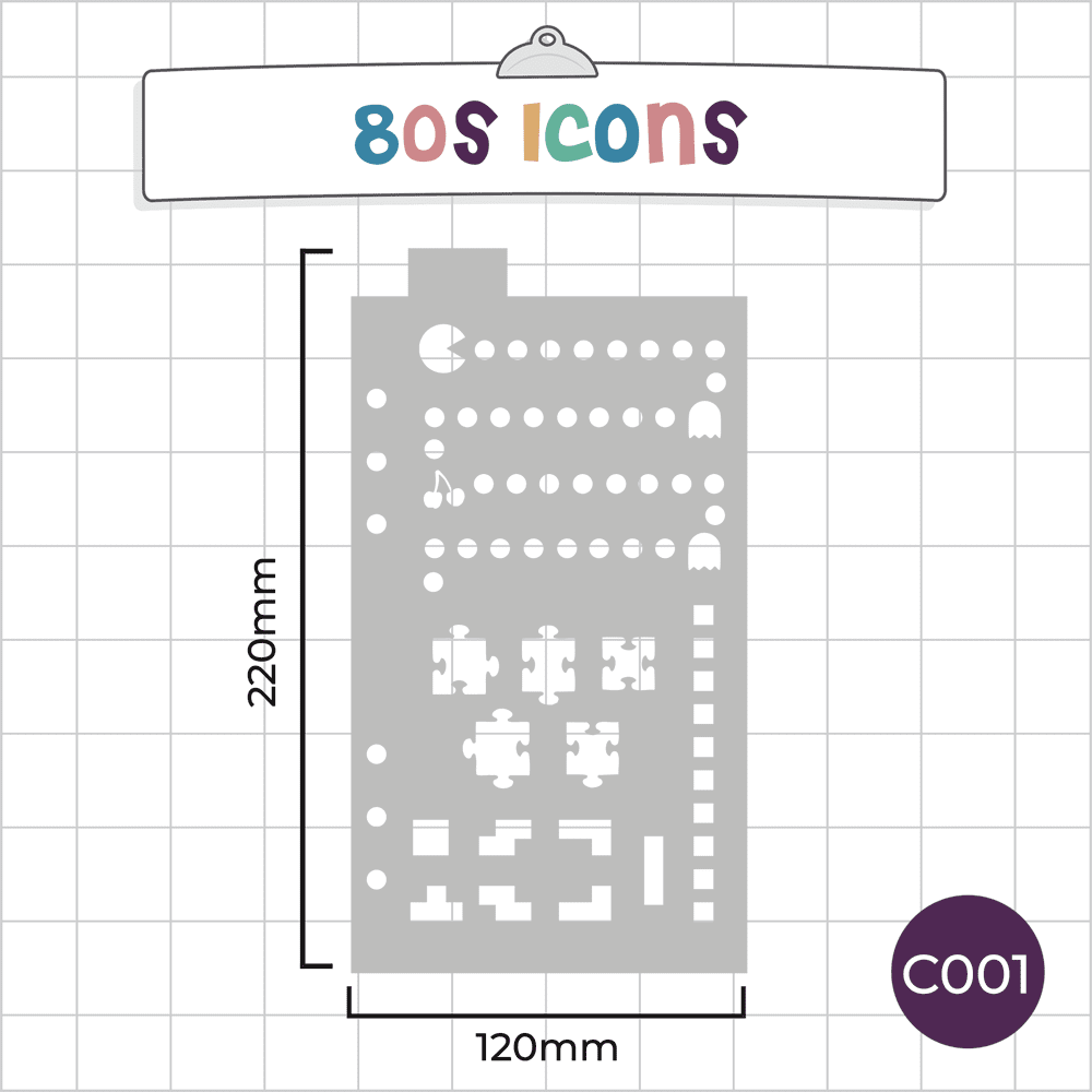 80s / Tetris / Pacman - Classic A5 Journal Stencil