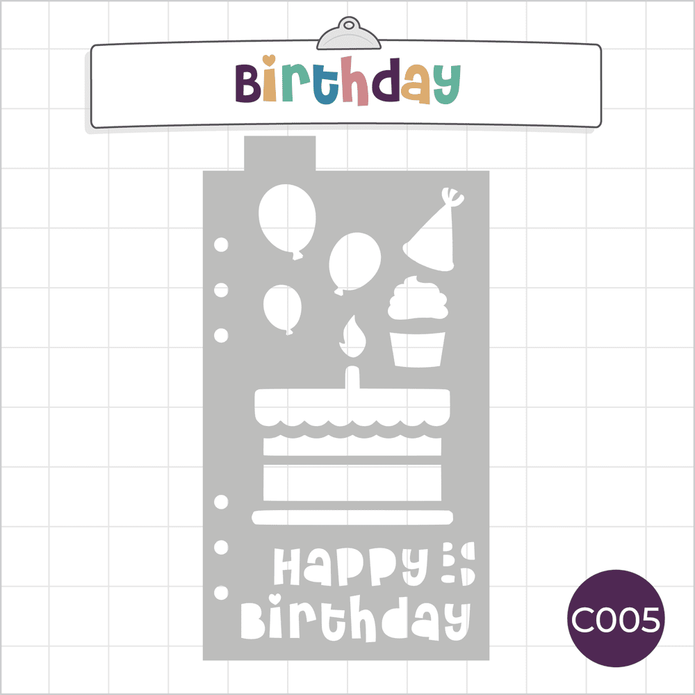 Birthday Cake / Balloons - Classic A5 Journal Stencil