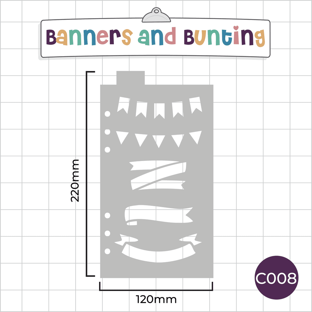 Banners and Bunting - Classic A5 Journal Stencil