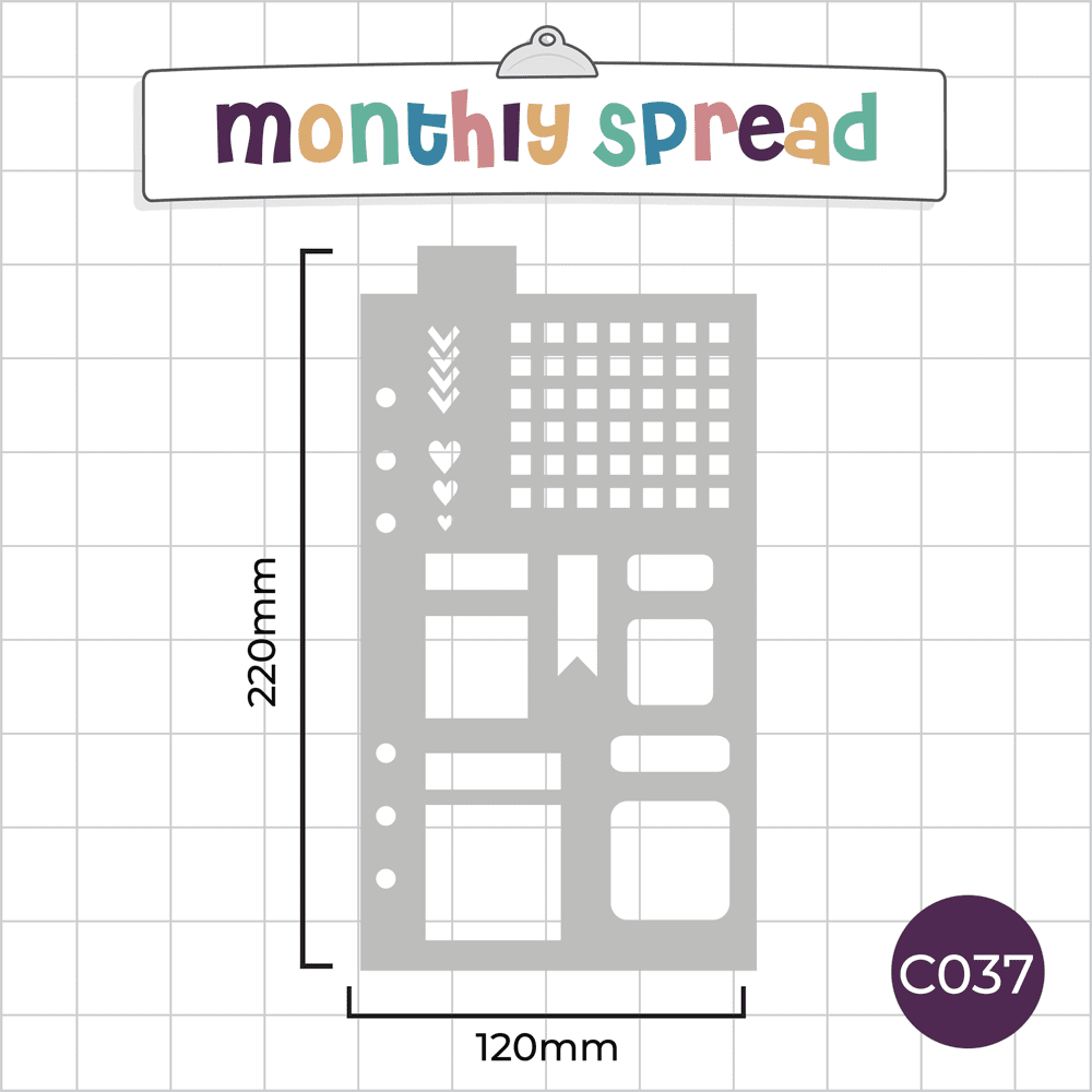 Monthly Spread & Tracker - Classic A5 Journal Stencil