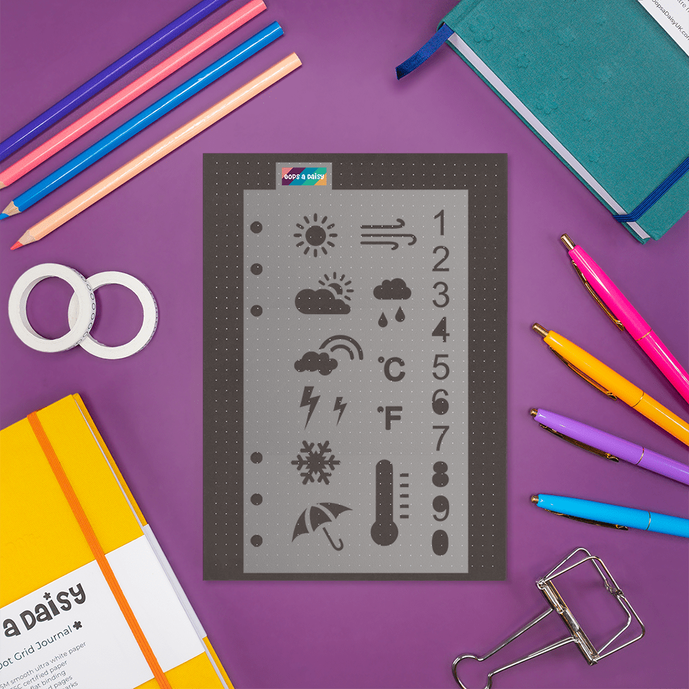 Weather Icons - Classic A5 Journal Stencil