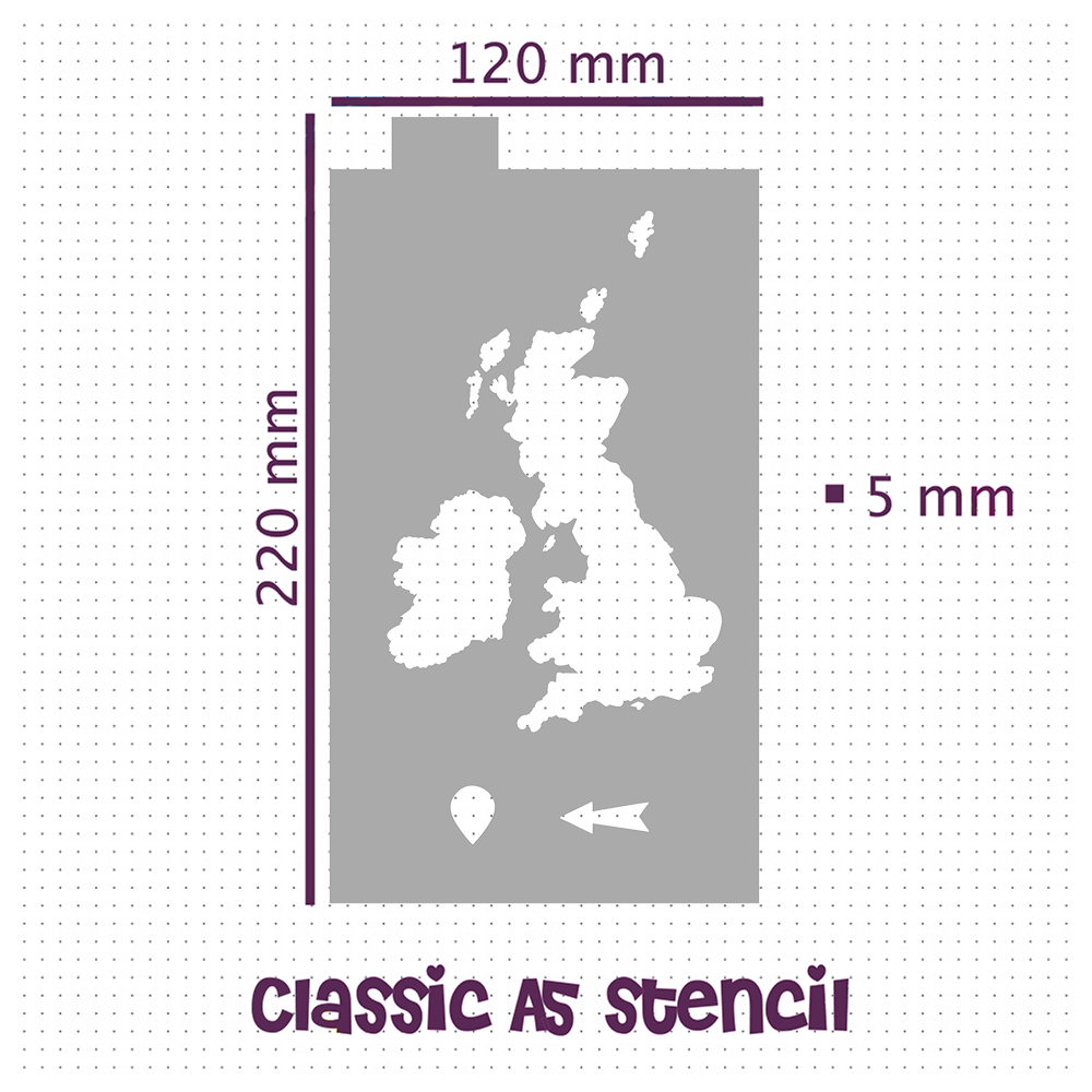 UK and Ireland Map - Classic A5 Journal Stencil