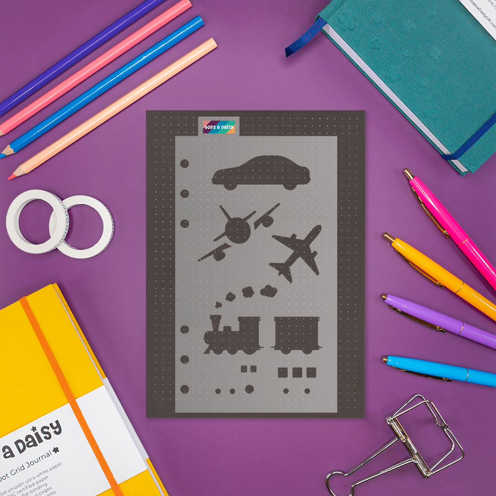 Planes, Trains and Automobiles - Classic A5 Journal Stencil