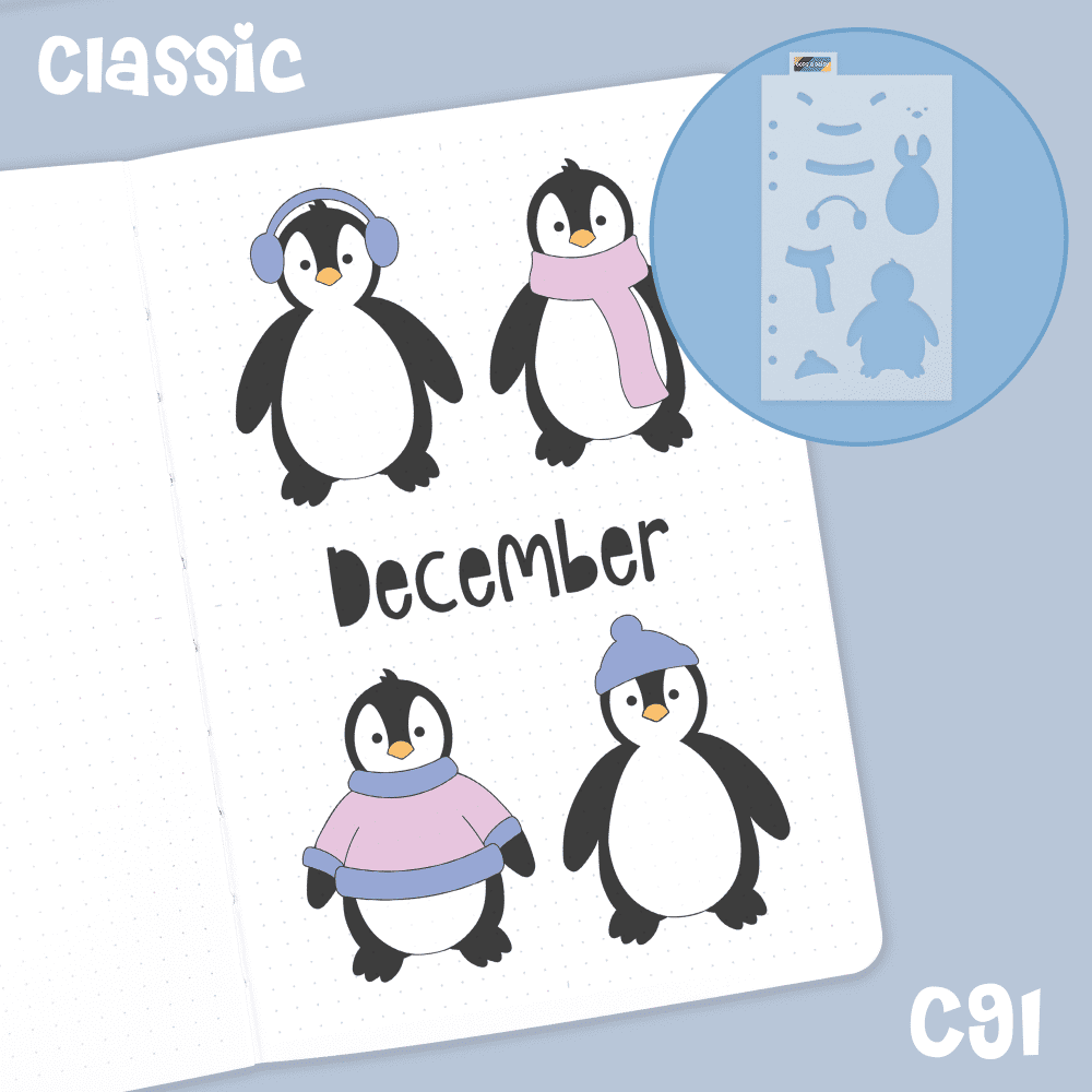 The McWaddles Penguin Family - Classic A5 Journal Stencil