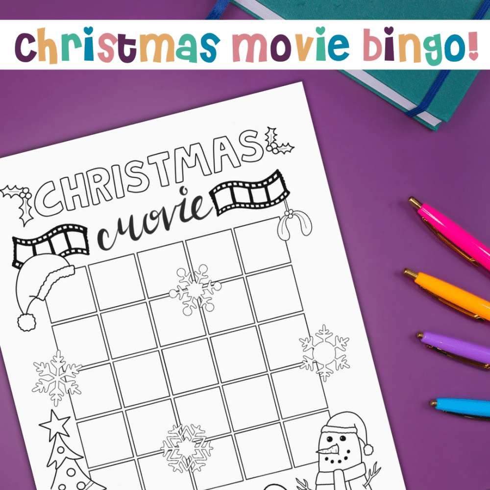 Christmas Movie Bingo Printable Journal Colouring Page