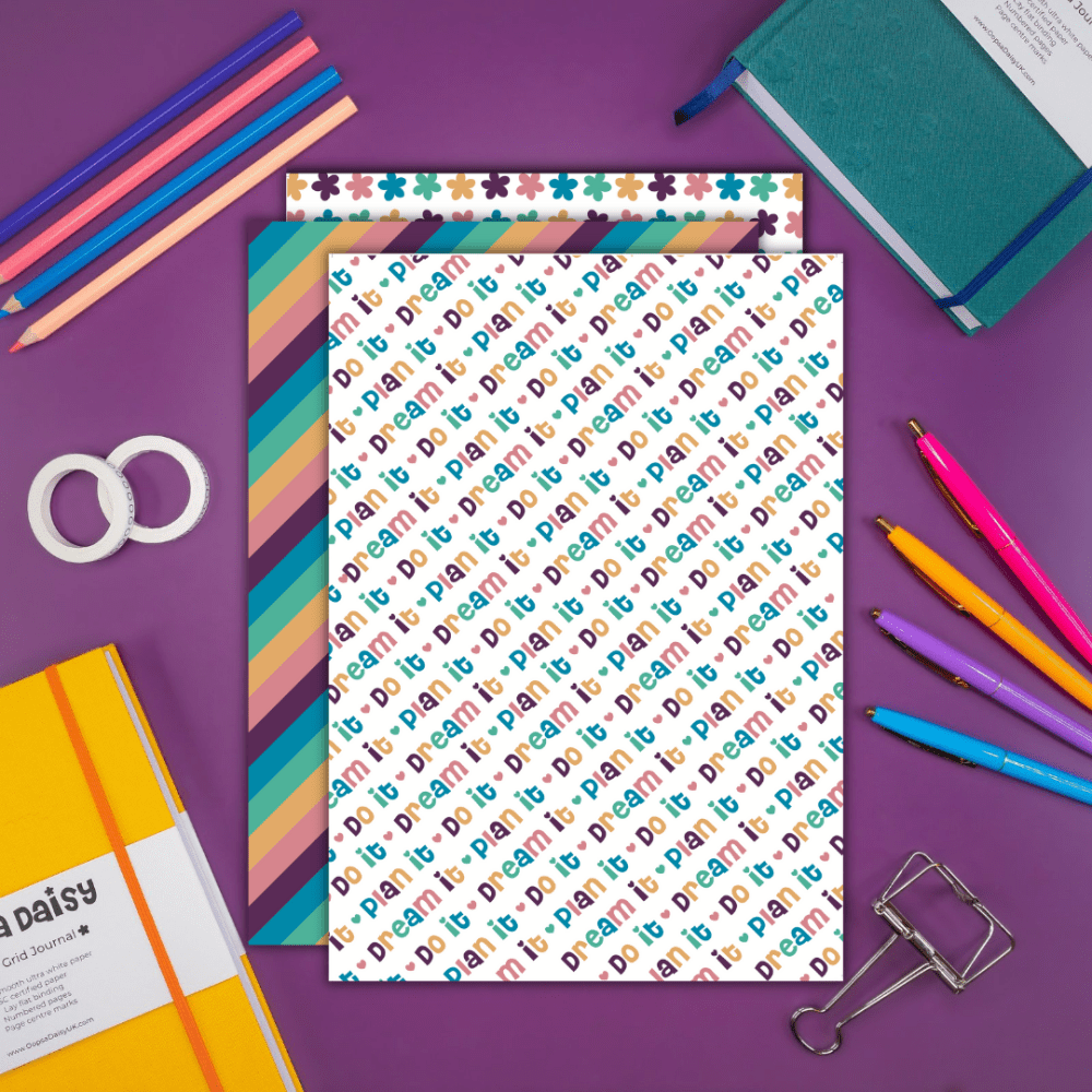 Dream it. Plan it. Do it. - Patterned Paper Printables - Digital Download - Set of 3