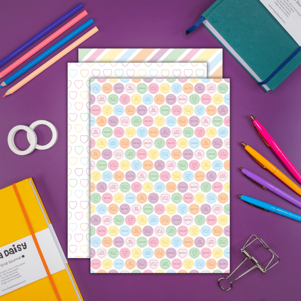 I Heart Candy - Patterned Paper Printables - Digital Download