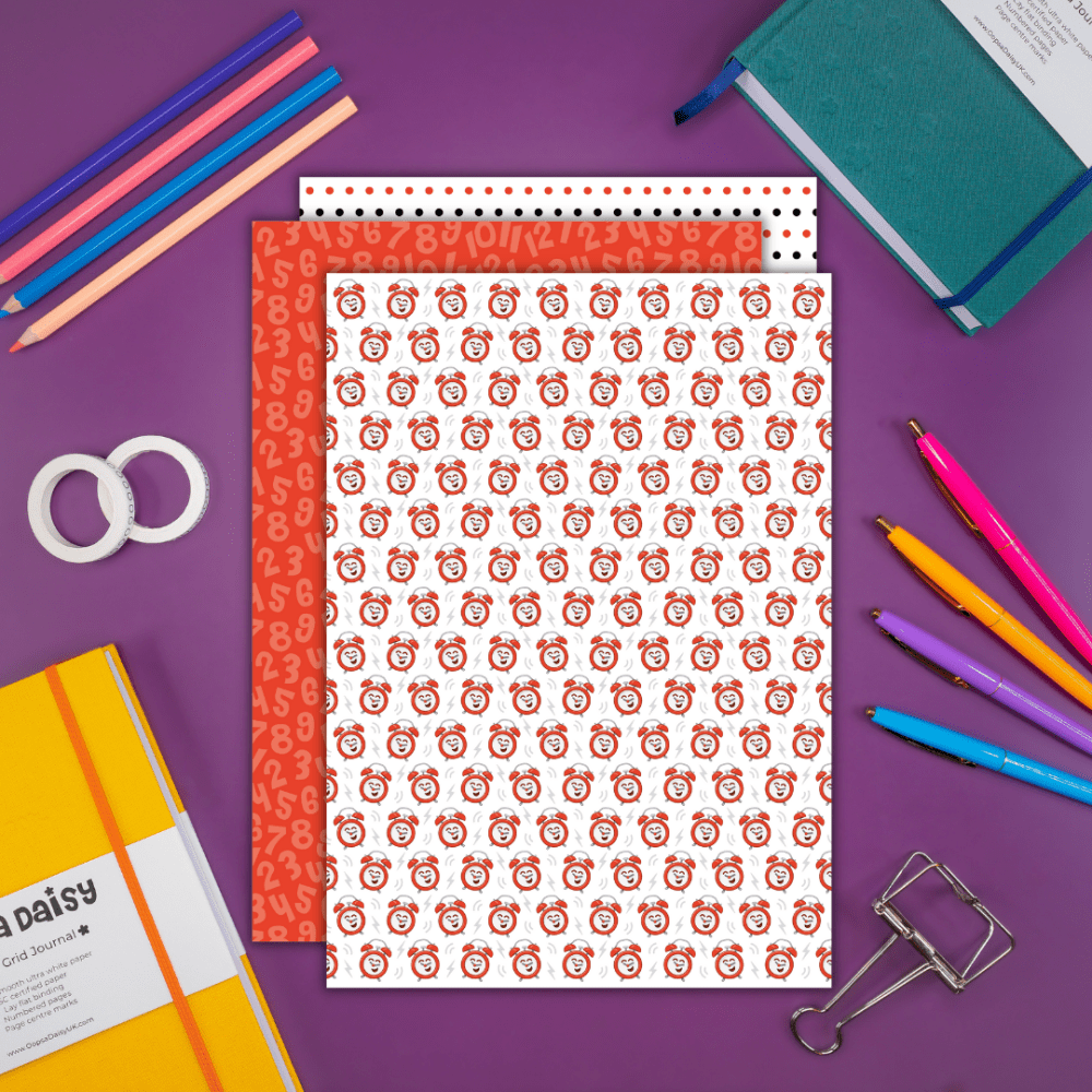 It's About Time - Patterned Paper Printables - Digital Download