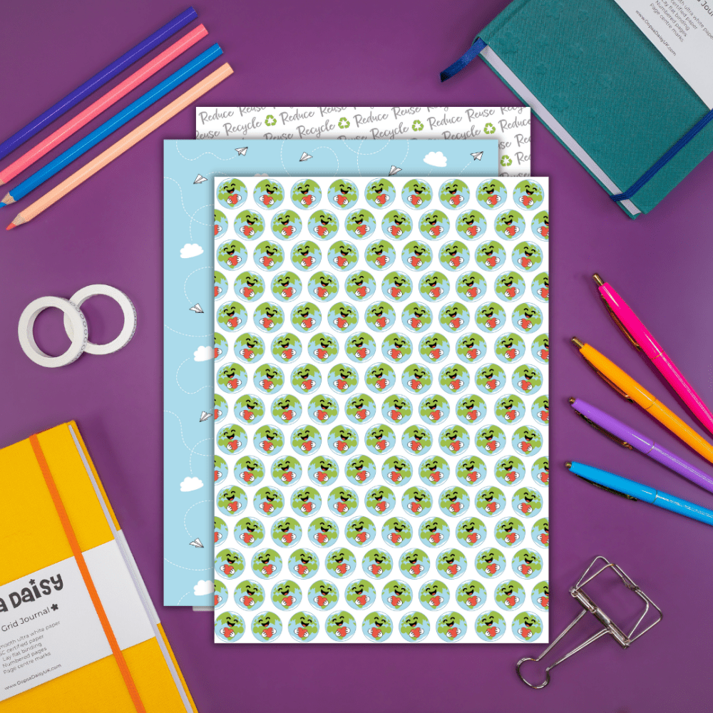 Planet Earth - Patterned Paper Printables - Digital Download