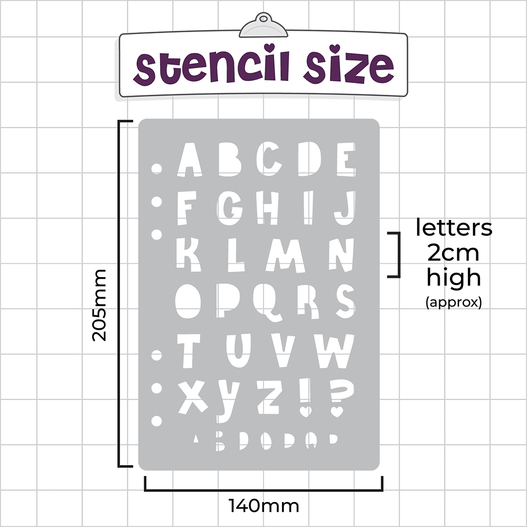 Cheri Font  - A5 Stencil - Upper or Lower Case Alphabet