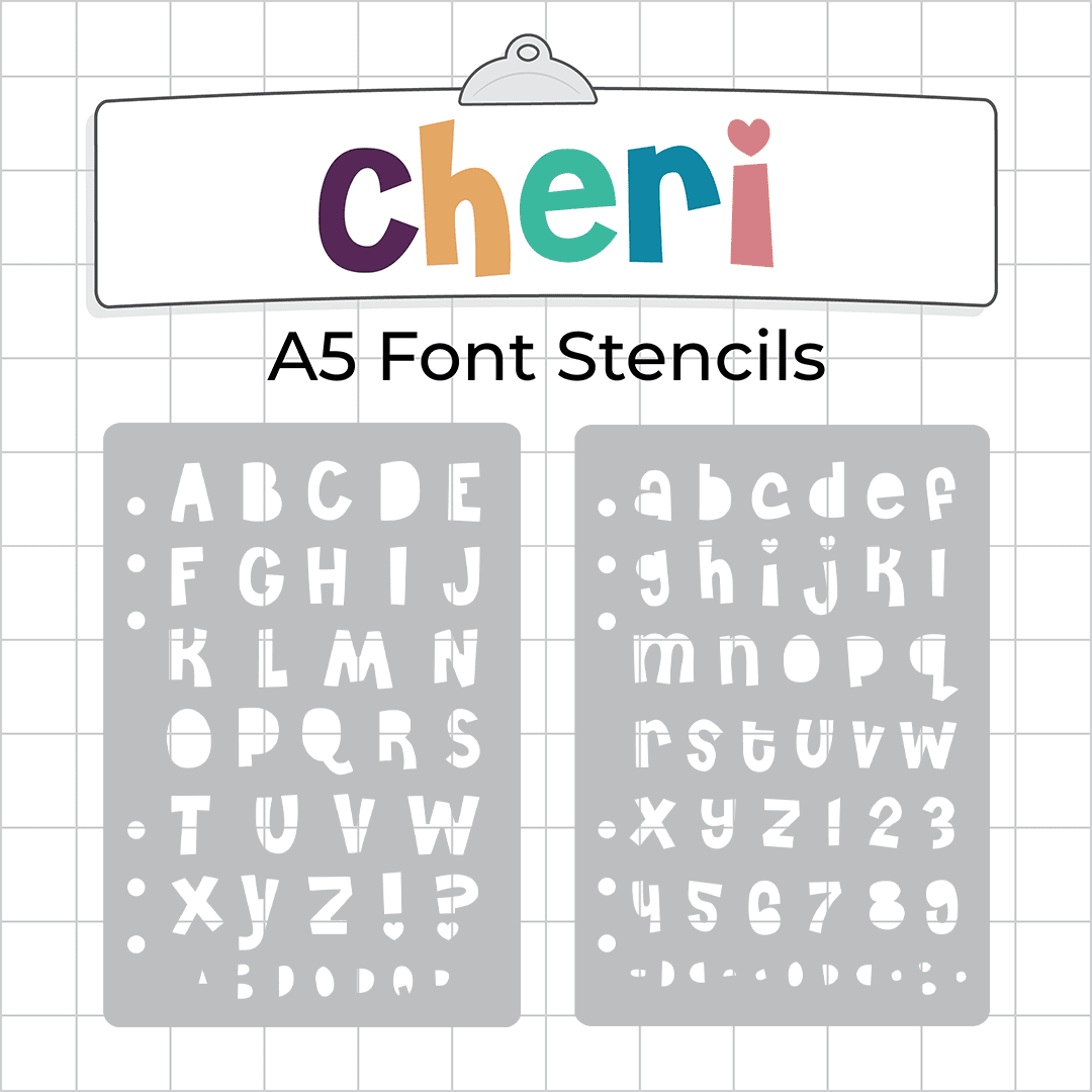 Cheri Font  - A5 Stencil - Upper or Lower Case Alphabet