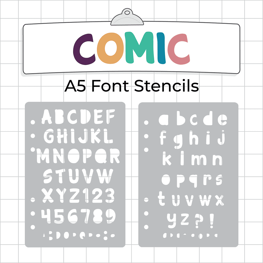 Comic Font - A5 Stencil - Upper or Lower Case Alphabet