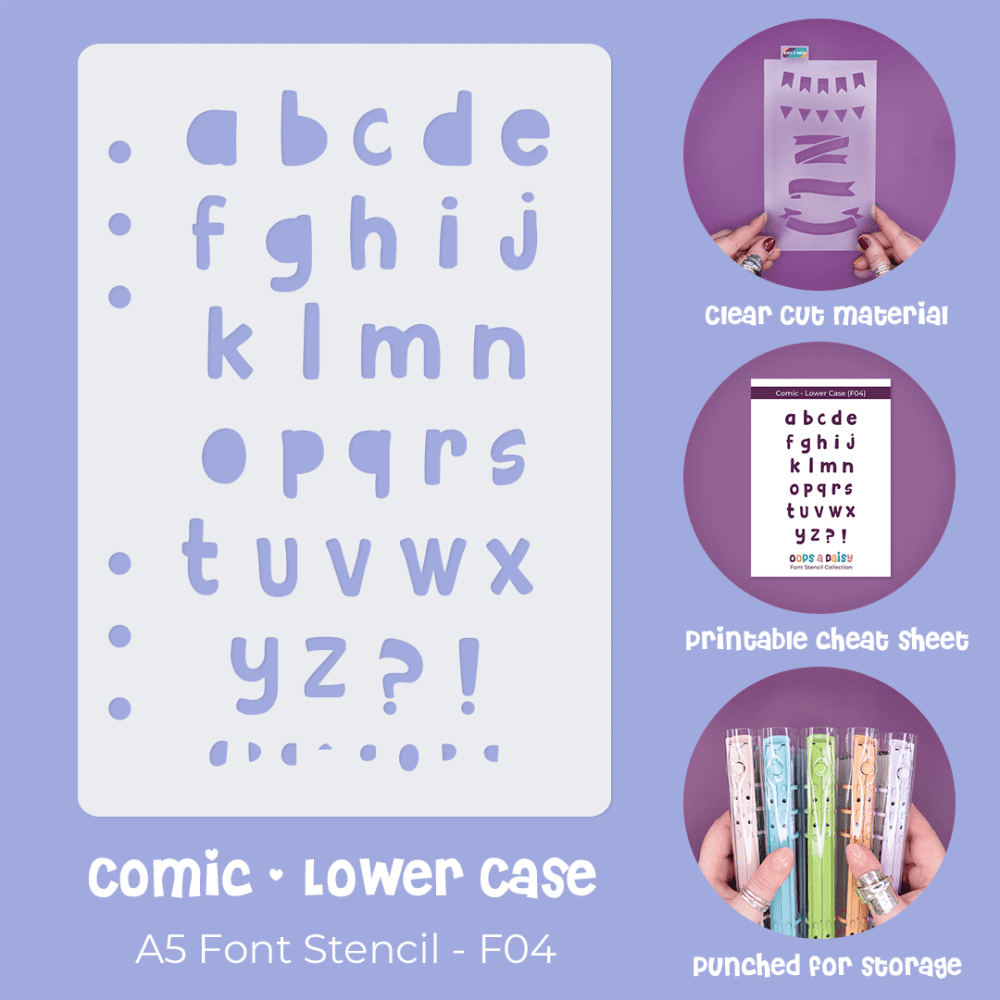 Comic Font Lower Case - A5 Font Stencil