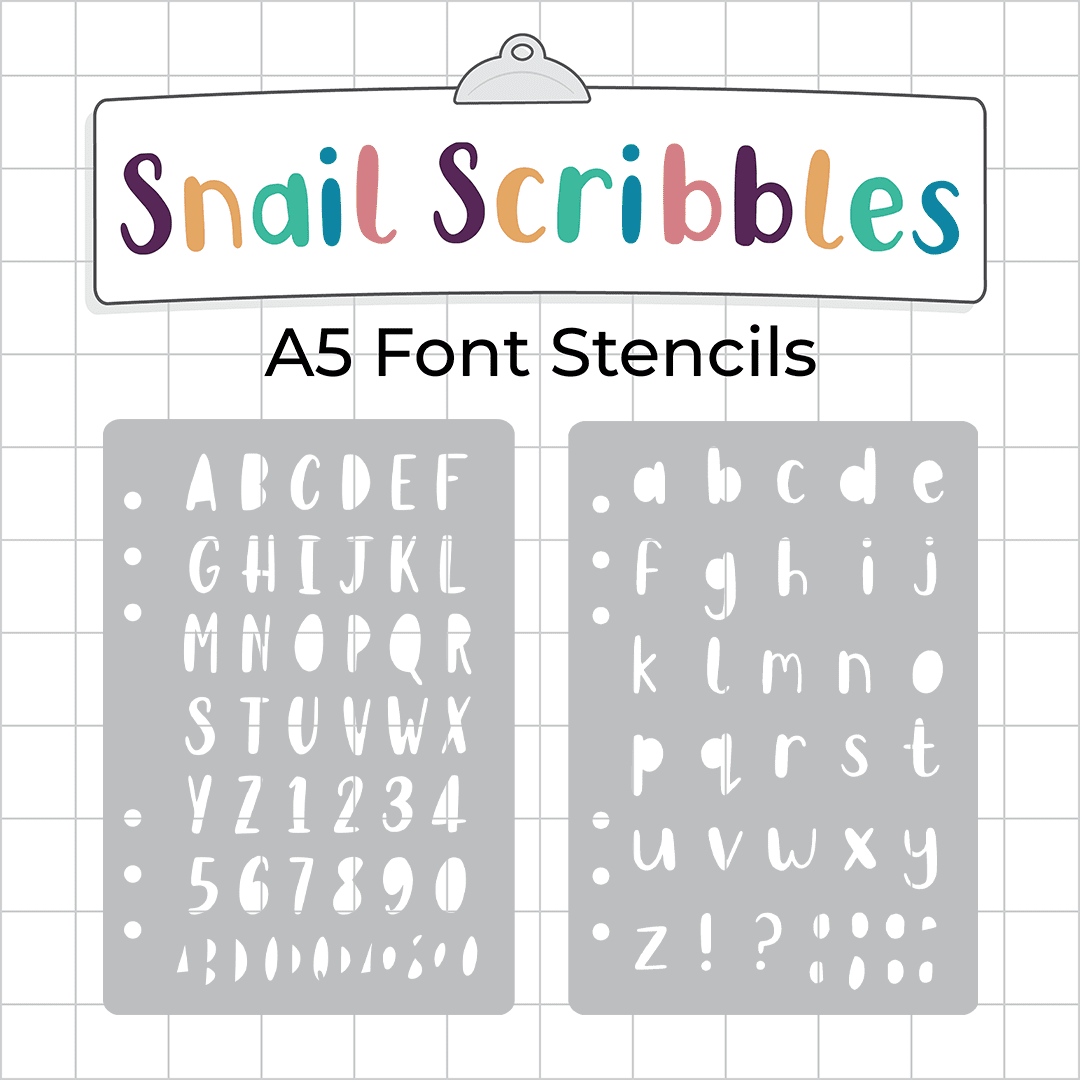 Snail Scribbles - A5 Stencil - Upper or Lower Case Alphabet