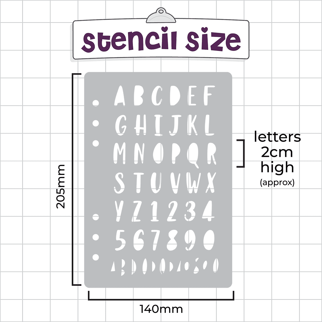 Snail Scribbles - A5 Stencil - Upper or Lower Case Alphabet