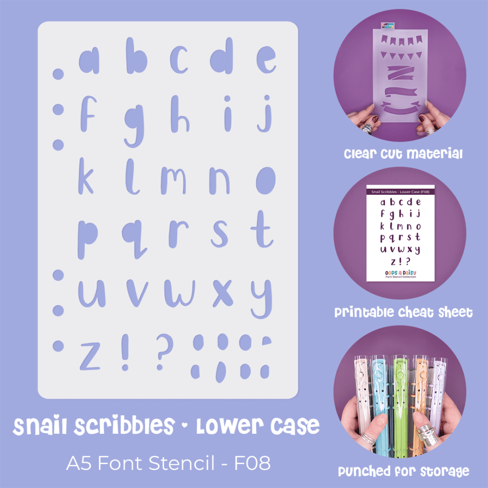 Snail Scribbles Font Lower Case - A5 Font Stencil