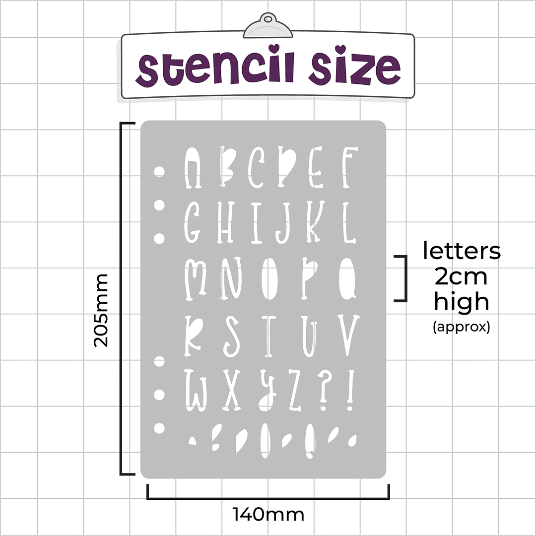 Hygge Font - A5 Stencil - Upper or Lower Case Alphabet