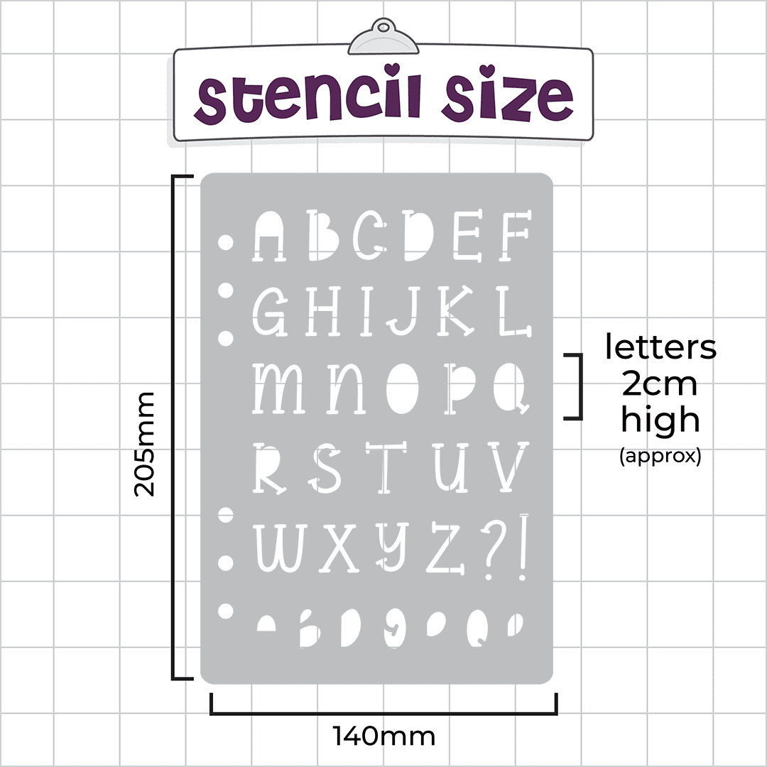 Fairytale Font - A5 Stencil - Upper or Lower Case Alphabet