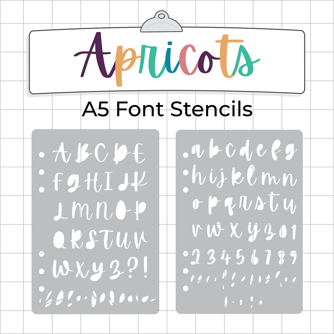 Apricots Font  - A5 Stencil - Upper or Lower Case Alphabet