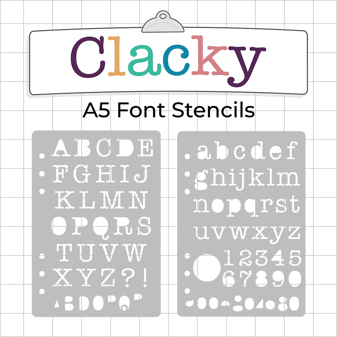 Clacky Font  - A5 Stencil - Upper or Lower Case Alphabet