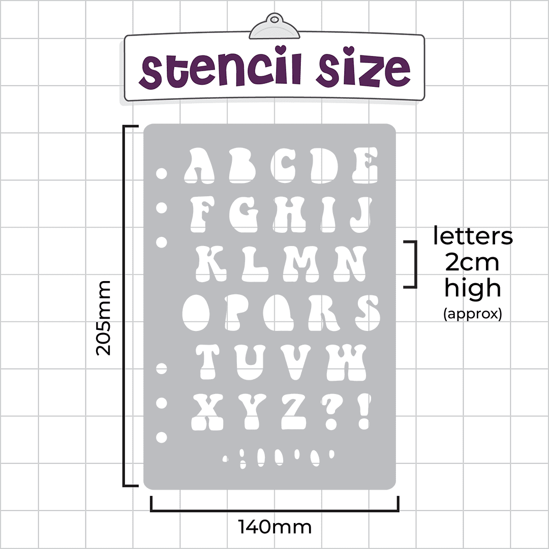 Boogie Woogie Font  - A5 Stencil - Upper or Lower Case Alphabet