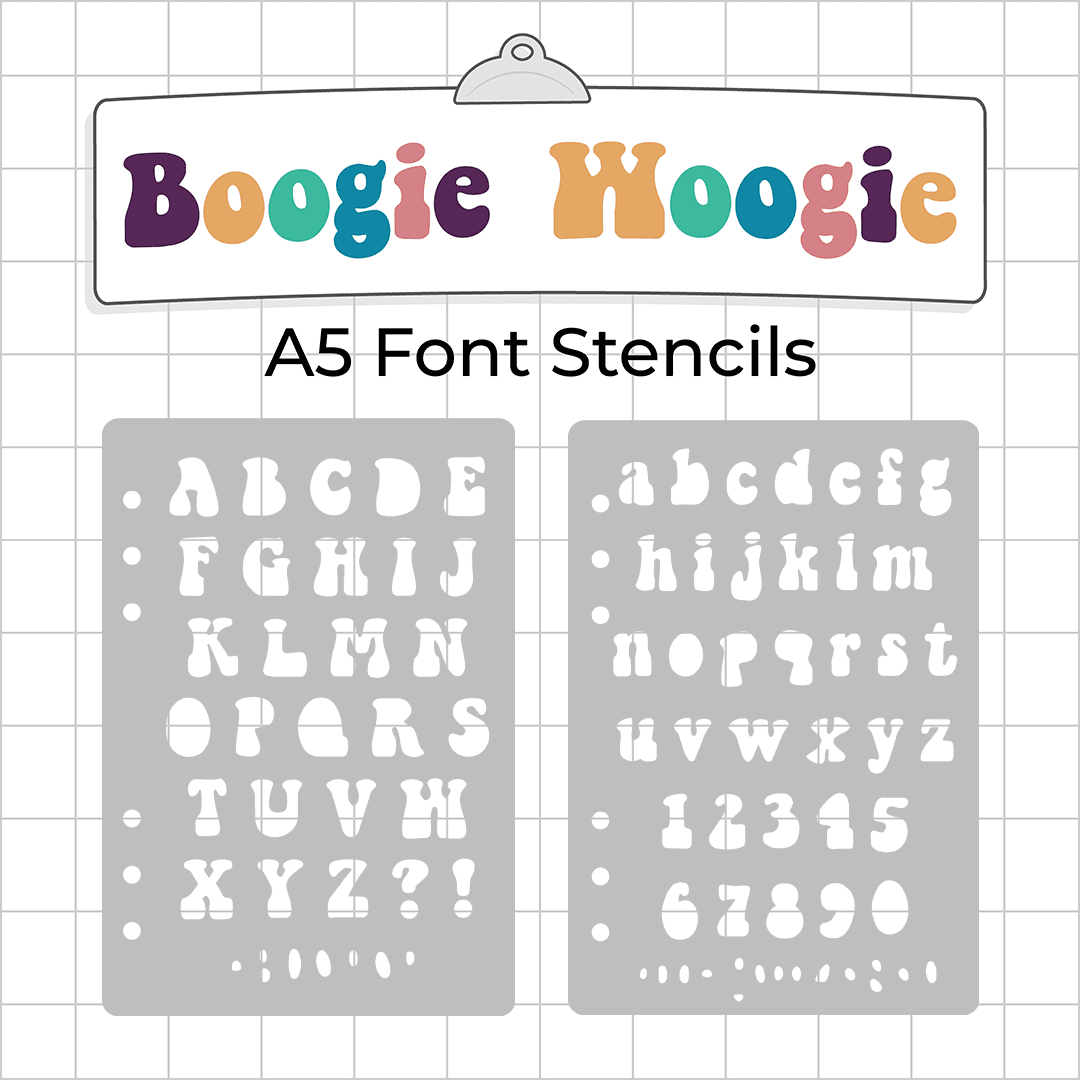 Boogie Woogie Font  - A5 Stencil - Upper or Lower Case Alphabet