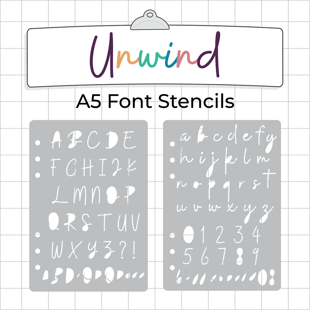 Unwind Font  - A5 Stencil - Upper or Lower Case Alphabet