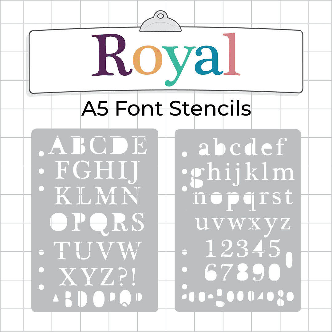 Royal Font  - A5 Stencil - Upper or Lower Case Alphabet