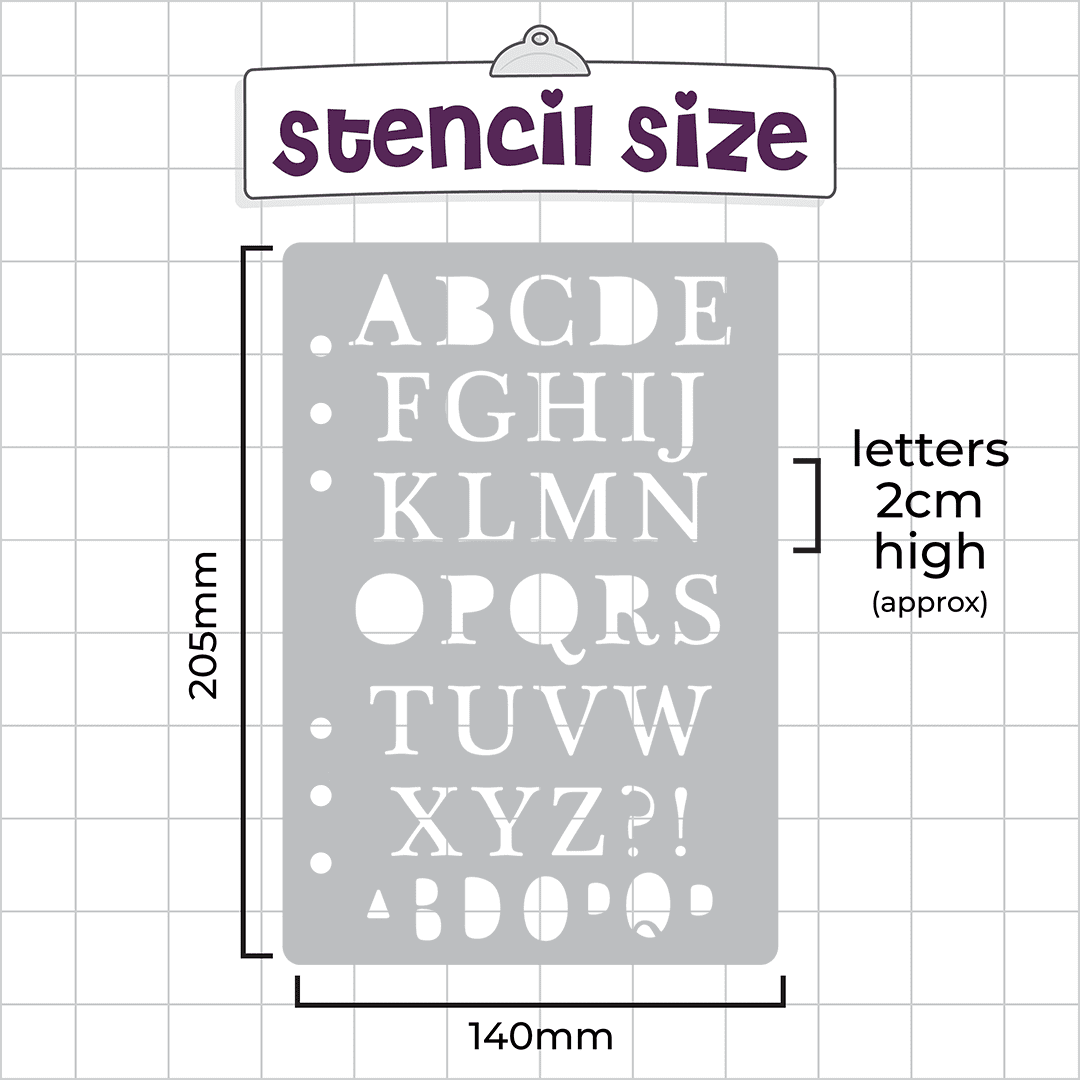 Royal Font  - A5 Stencil - Upper or Lower Case Alphabet