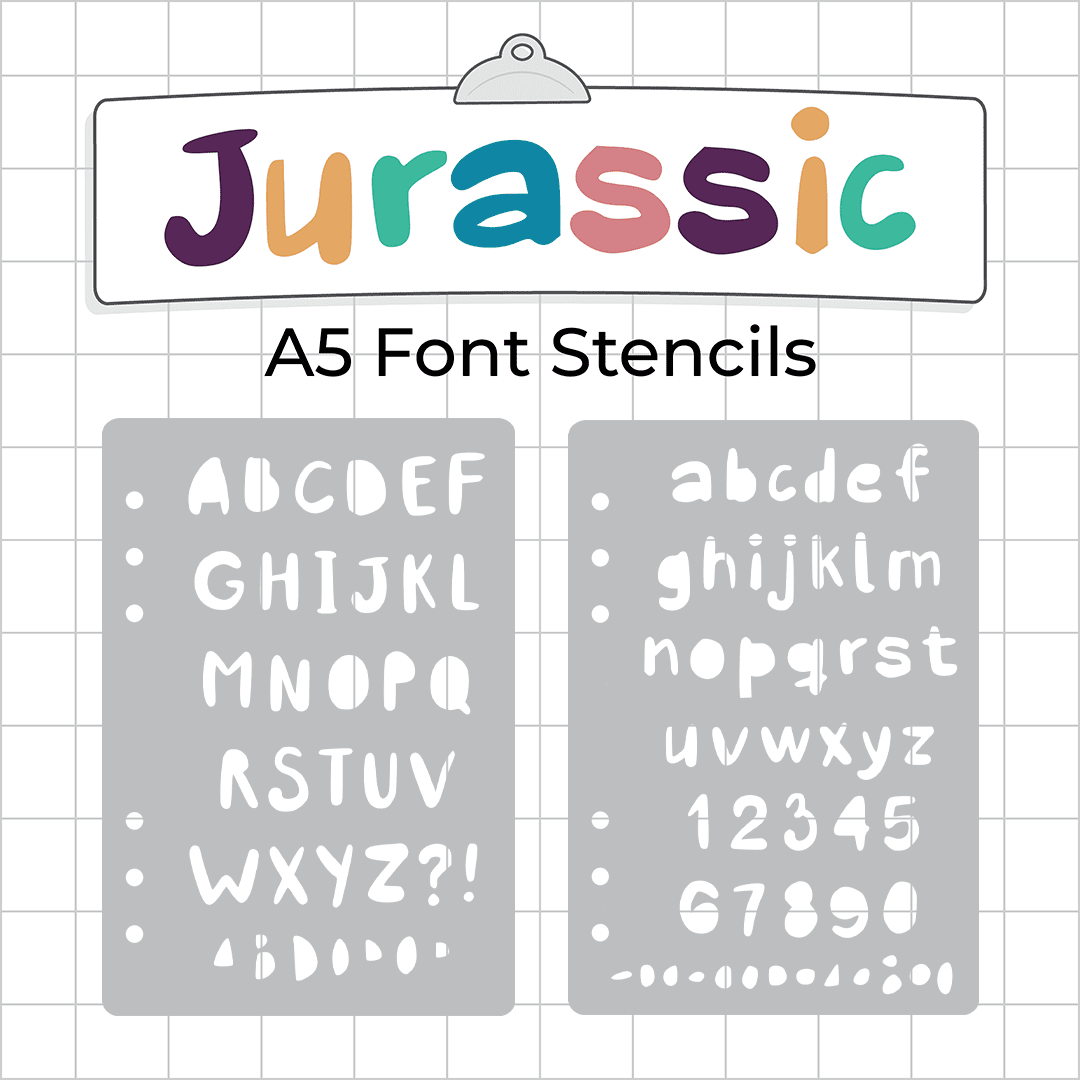 Jurassic Font  - A5 Stencil - Upper or Lower Case Alphabet