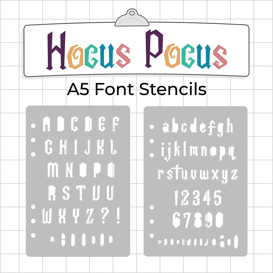 Hocus Pocus Font  - A5 Stencil - Upper or Lower Case Alphabet