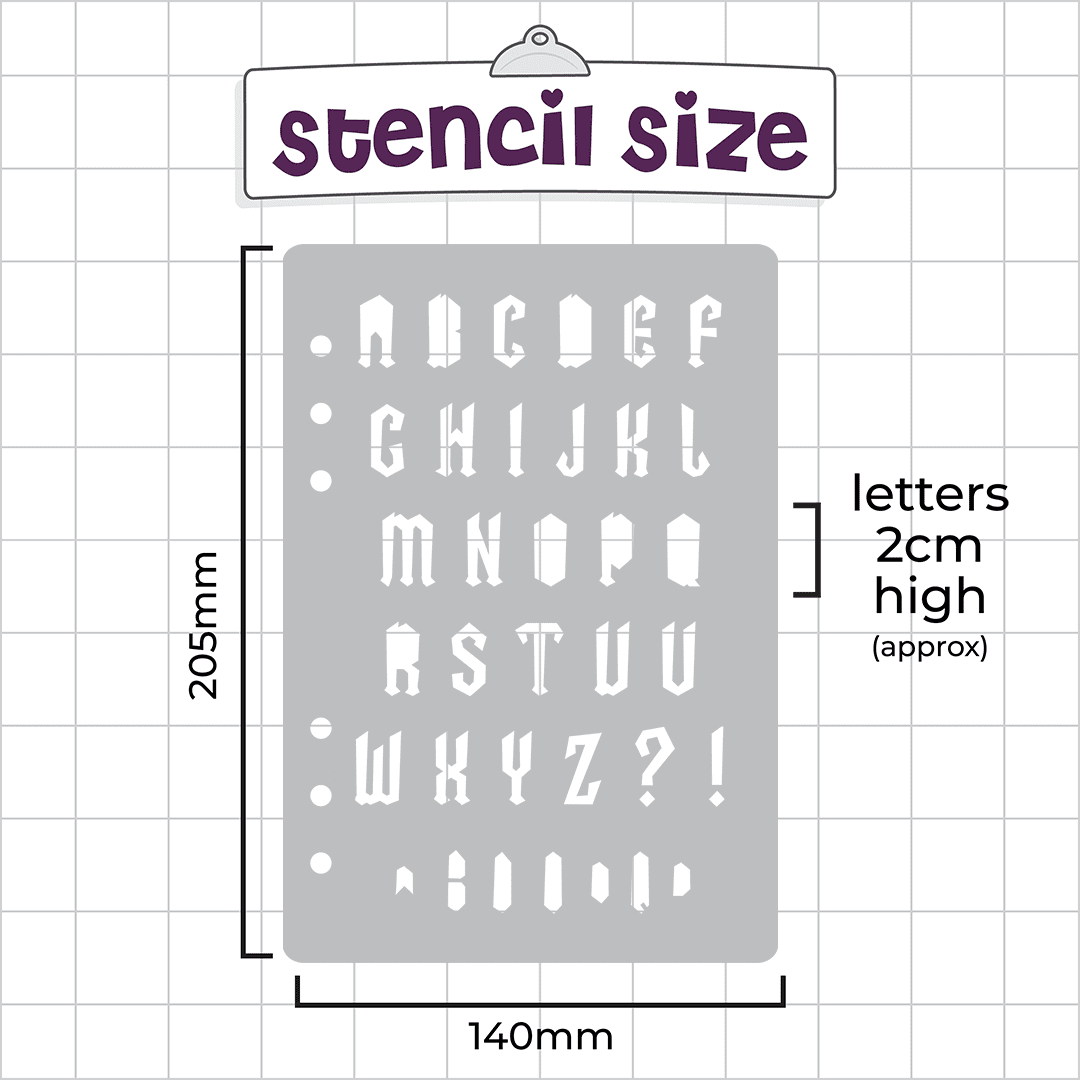 Hocus Pocus Font  - A5 Stencil - Upper or Lower Case Alphabet