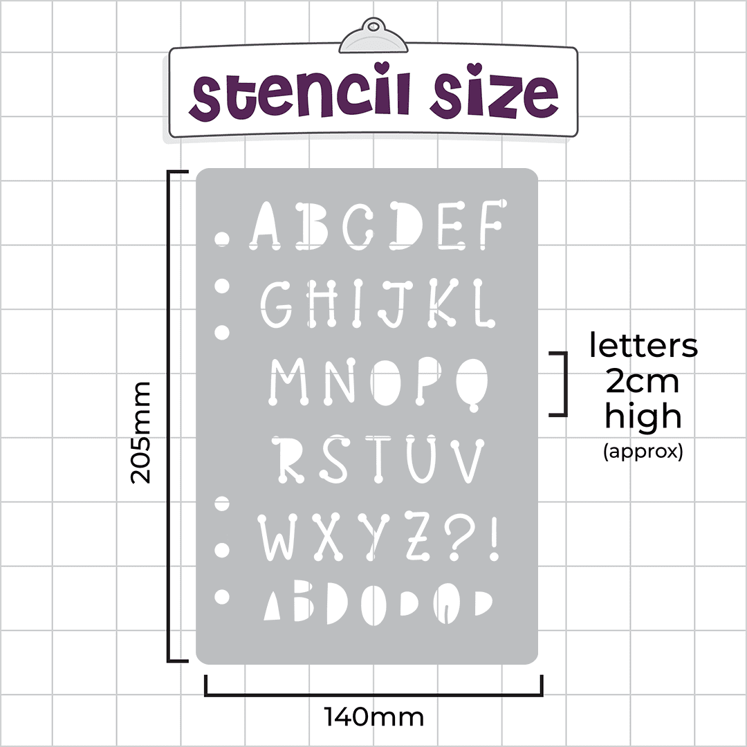 Ballpoint Pen Font - A5 Stencil - Upper or Lower Case Alphabet