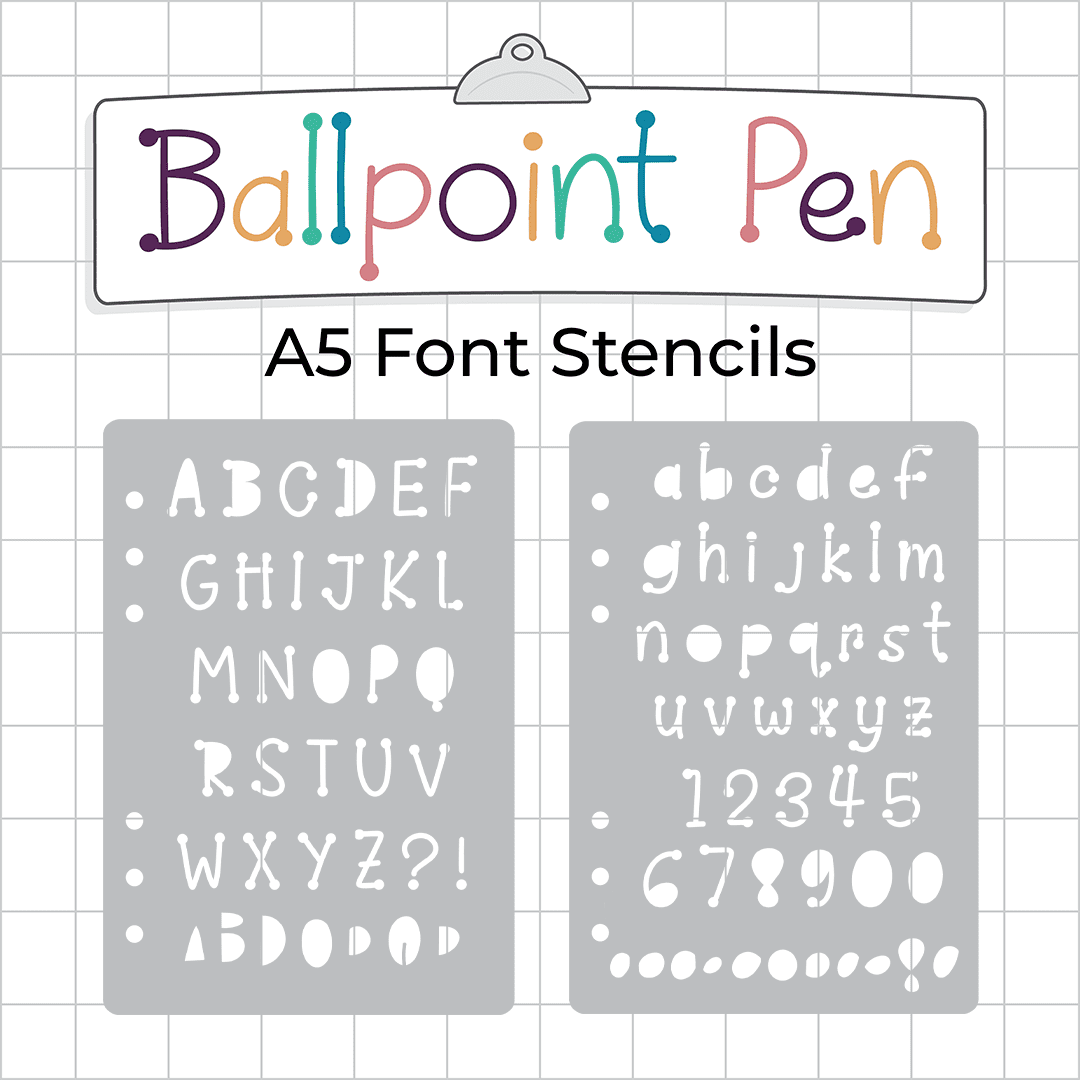 Ballpoint Pen Font - A5 Stencil - Upper or Lower Case Alphabet