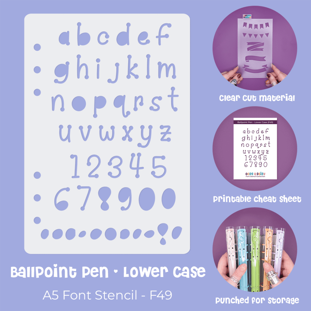 Ballpoint Pen Lower Case - A5 Font Stencil