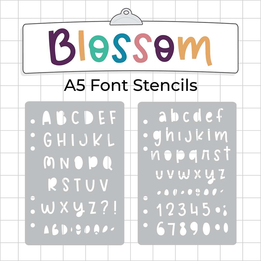 Blossom Font - A5 Stencil - Upper or Lower Case Alphabet