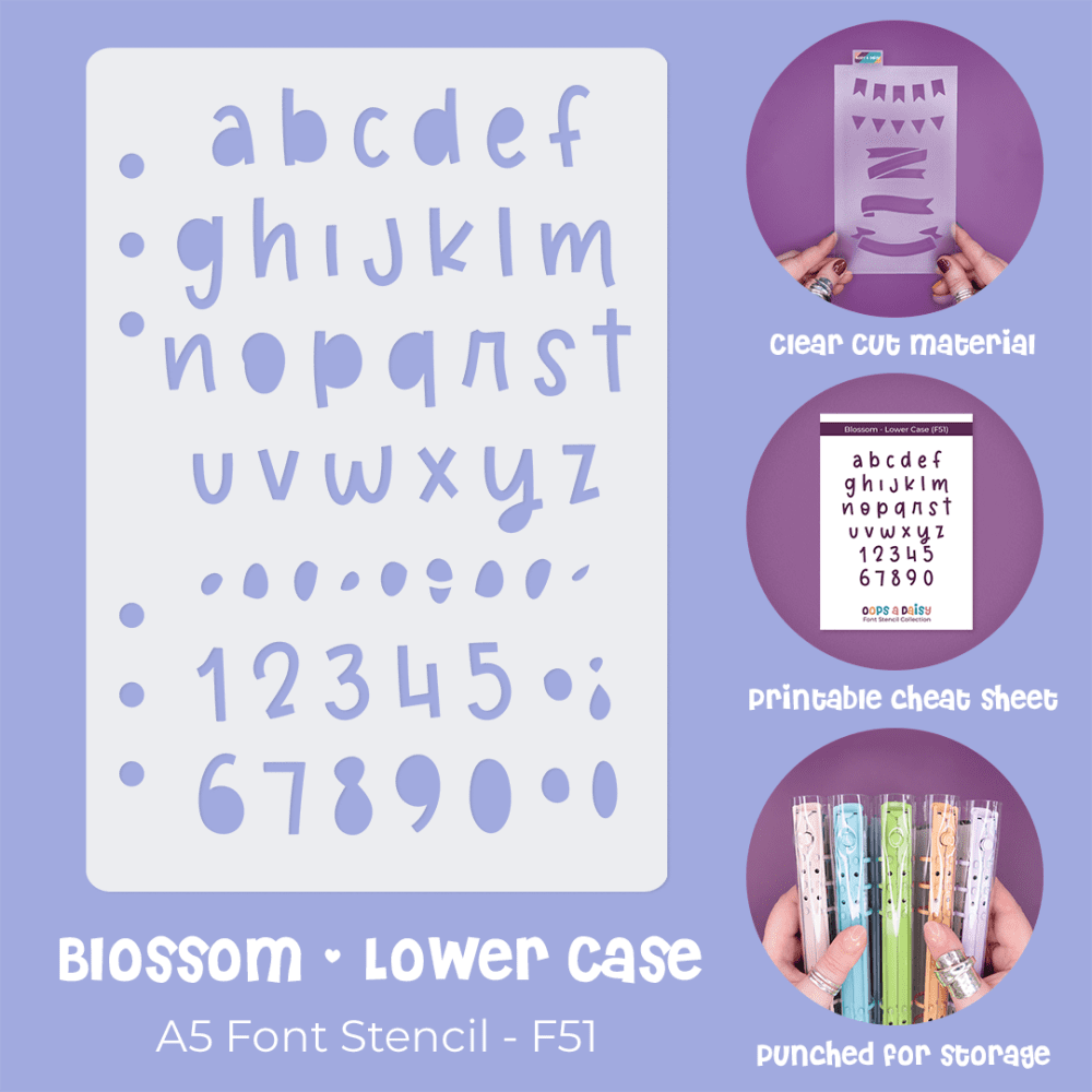 Blossom Lower Case - A5 Font Stencil