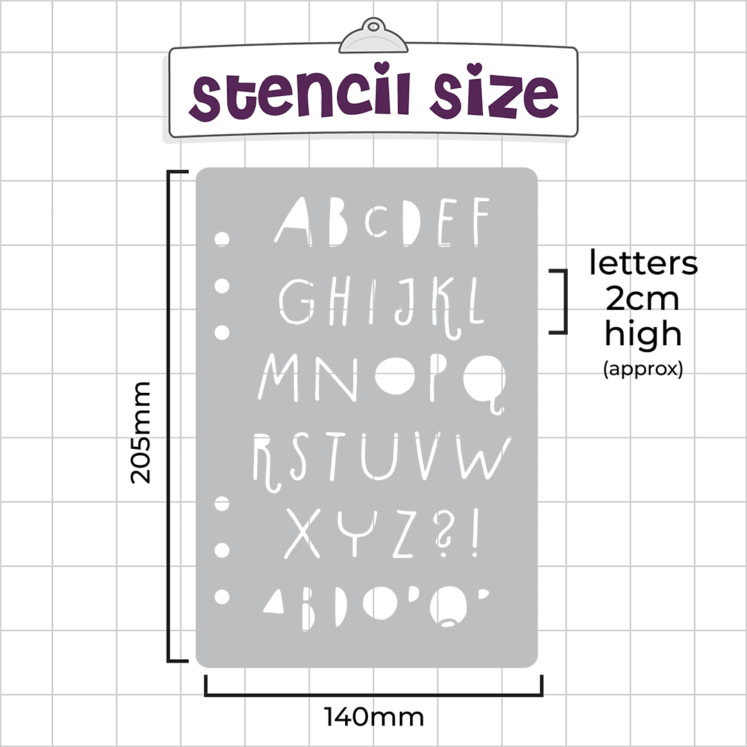 Bookworm Font - A5 Stencil - Upper or Lower Case Alphabet