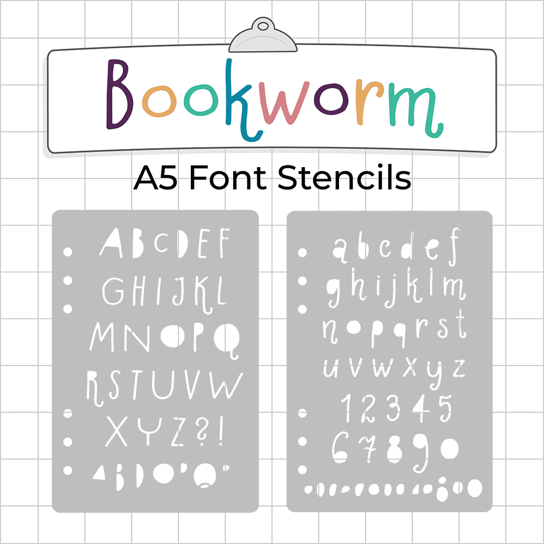 Bookworm Font - A5 Stencil - Upper or Lower Case Alphabet