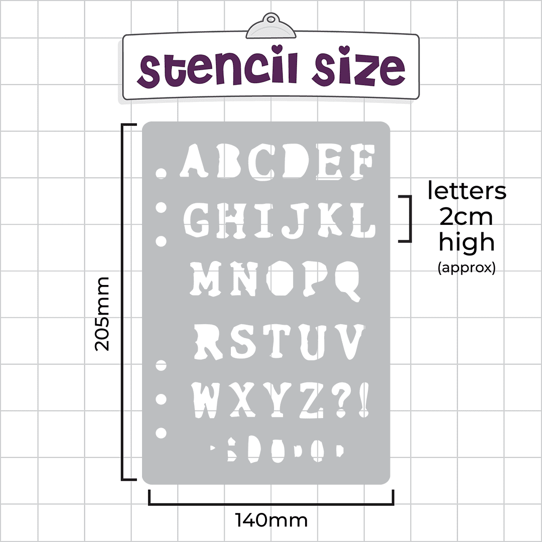 Book Noir Font - A5 Stencil - Upper or Lower Case Alphabet